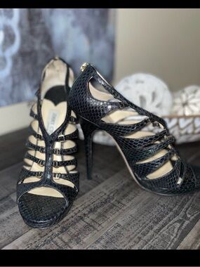 JIMMY CHOO beautiful emerald GREEN python shoes SZ 39.5